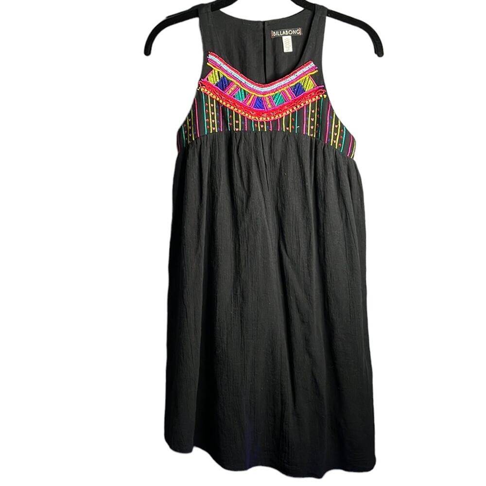 Billabong Black Halter Beaded Neckline Dress Size Small